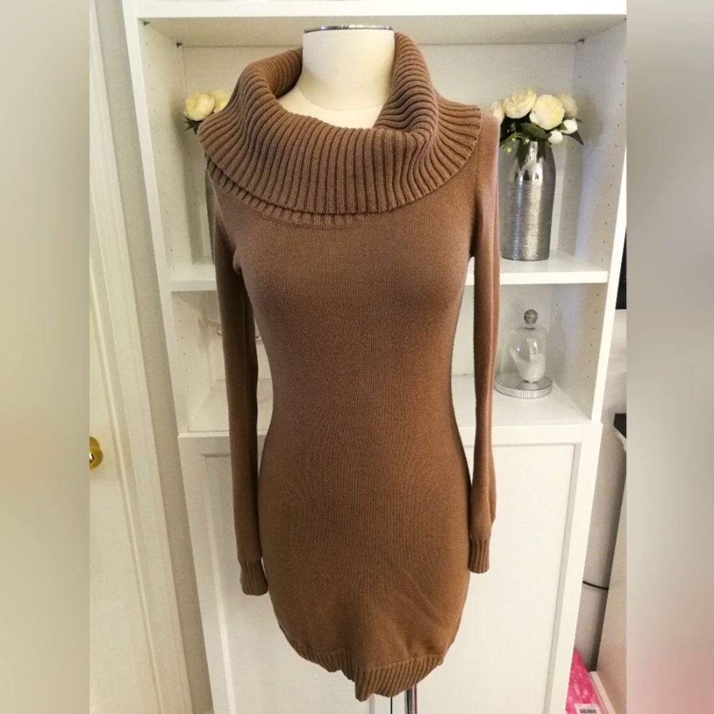 BCBG Mocha cowl neck tunic sweater